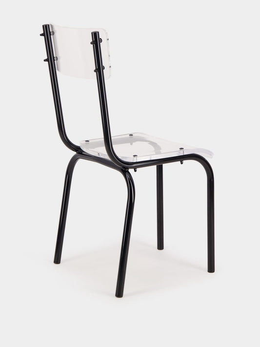 Luxueam Clear Acrylic Dining Chair with Black Powder-Coated Steel Frame