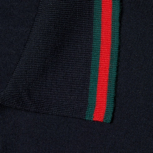 Wool knit polo shirt with Web