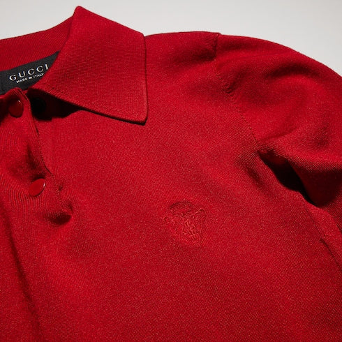 Fine stretch knit silk polo shirt
