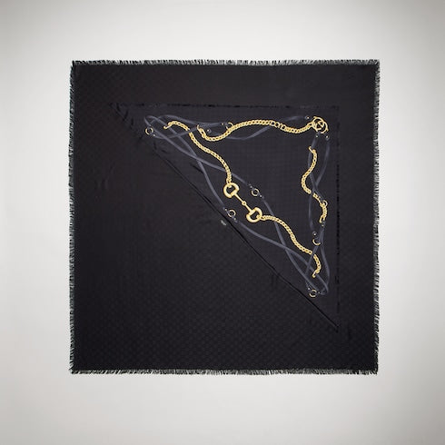 GG wool silk jacquard cape