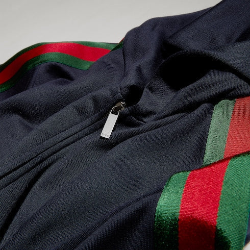 Silk cotton jersey zip jacket with Web