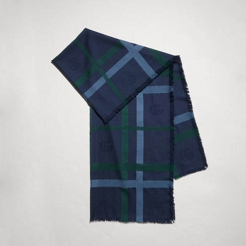 Tartan cashmere jacquard stole