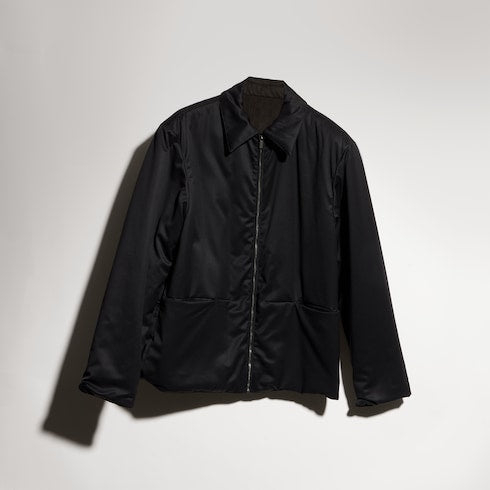 Reversible wool zip jacket
