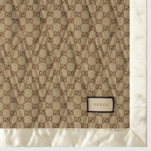 Double-sided GG quilted cotton blanket