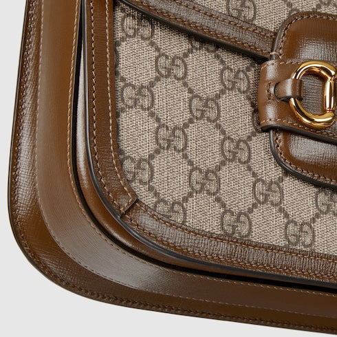 GG Supreme / Brown Gucci 1955 Horsebit Shoulder Bag