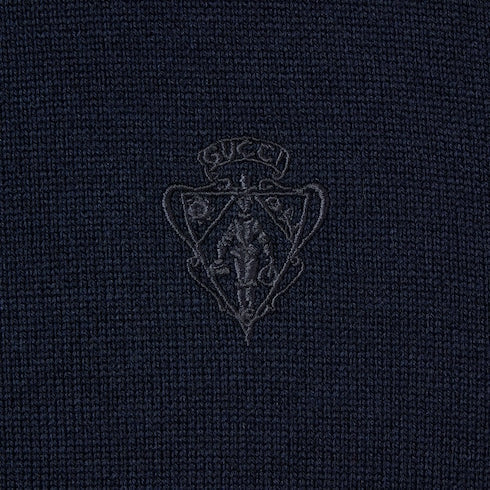 Knit wool sweater with embroidery