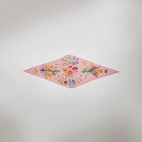 Printed silk twill diamond scarf