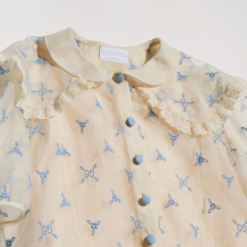 Children's embroidered silk dress