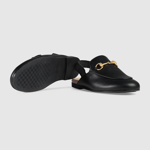 Black Leather Children's Princetown Slipper