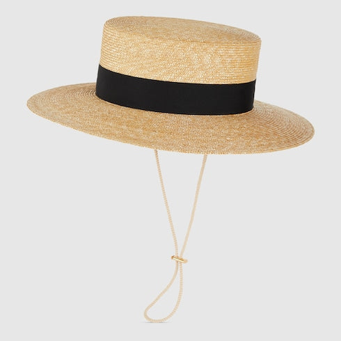 Straw hat with grosgrain detail