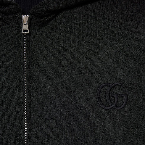 Jersey zip jacket with embroidery
