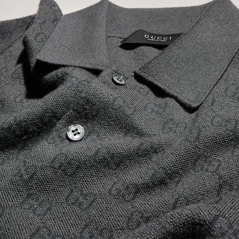 GG wool silk jacquard polo shirt