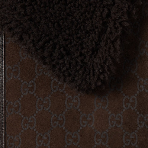 Printed suede shearling jacket