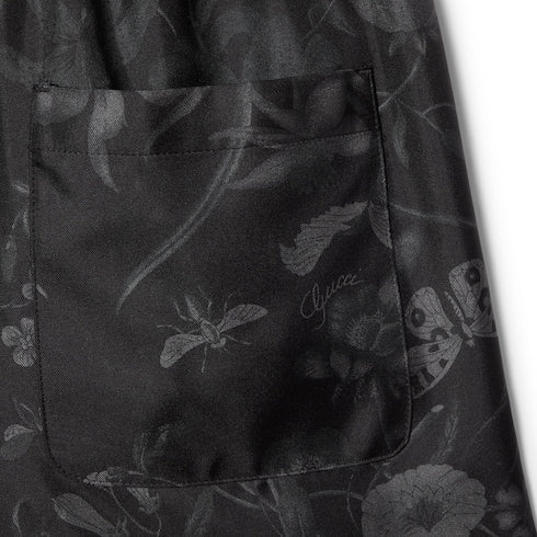 Printed silk twill shorts