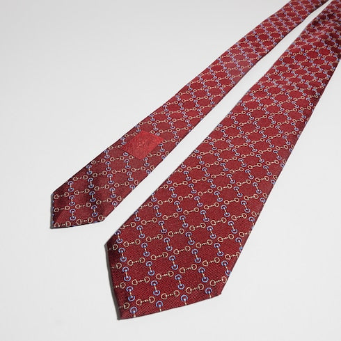 Horsebit silk jacquard tie