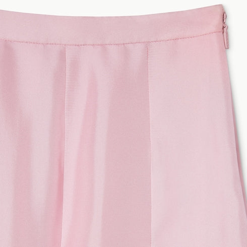 Silk twill pleated midi skirt