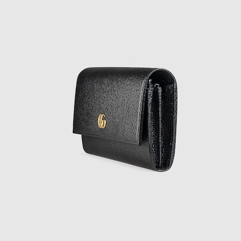 Black Textured Leather GG Marmont Continental Wallet