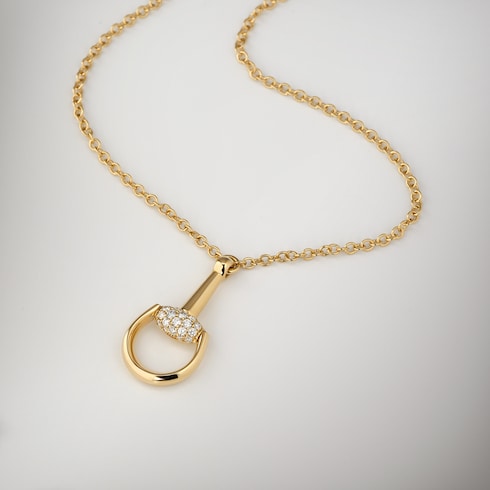 Gucci Horsebit diamond 18k pendant necklace