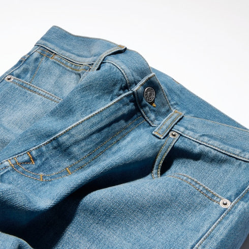 Bleached washed cotton denim pants