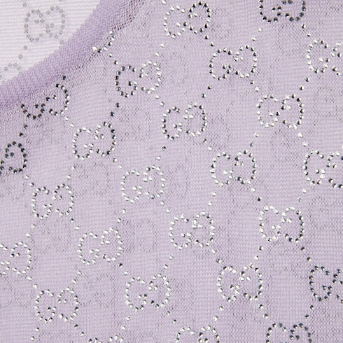 Fine silk T-shirt with GG crystals