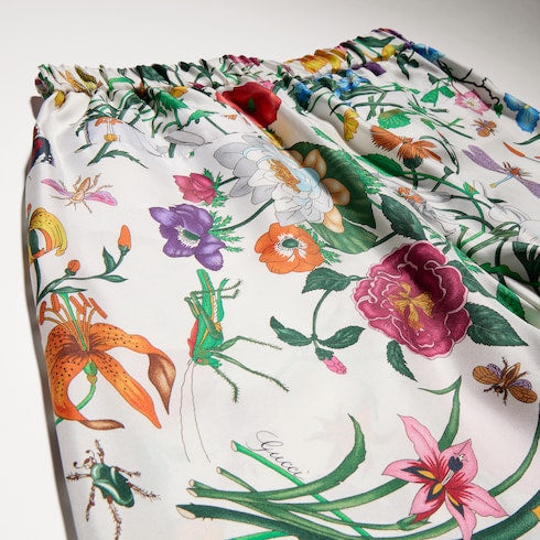 Printed silk twill pants