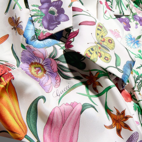 Printed silk twill shirt