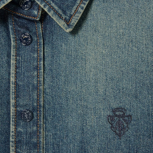 Cotton denim shirt with embroidery