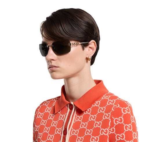 Frameless square sunglasses