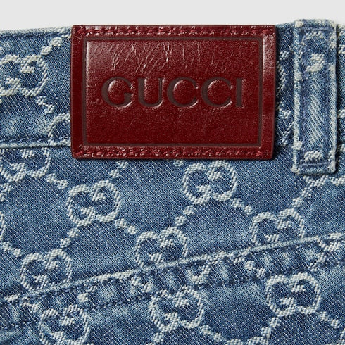 Children's GG denim jacquard pants
