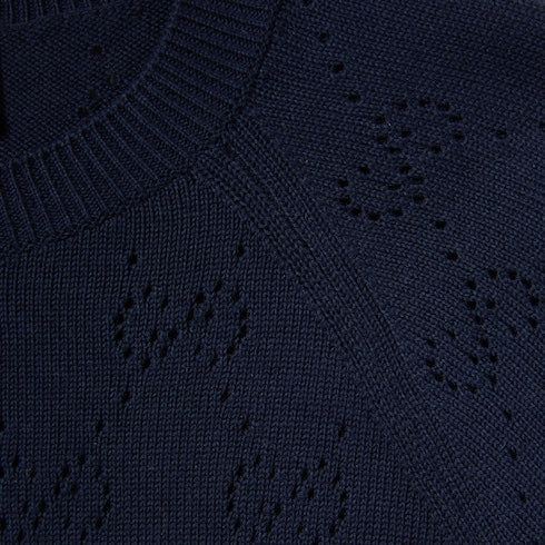 Cotton crewneck top with GG argyle