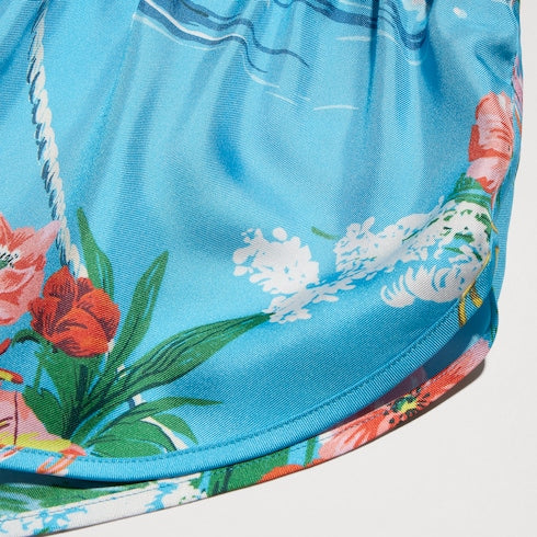 Printed silk twill shorts
