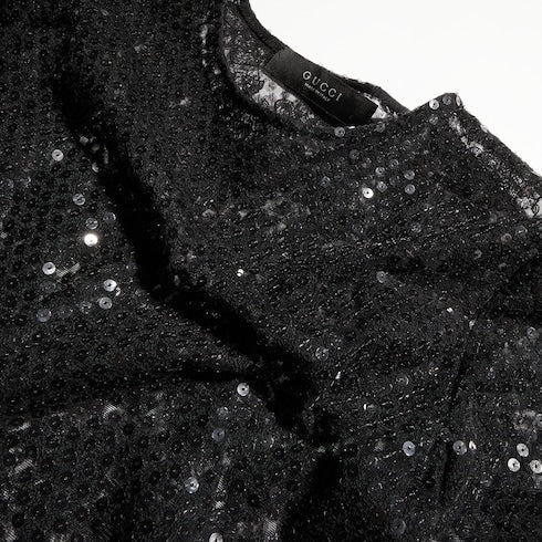 Embroidered tulle dress with sequins