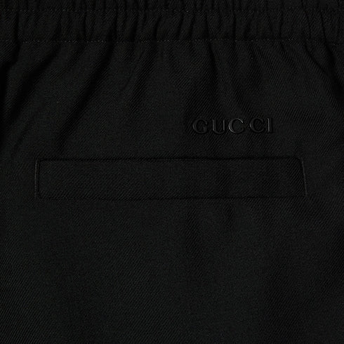 Wool blend twill pant with logo
