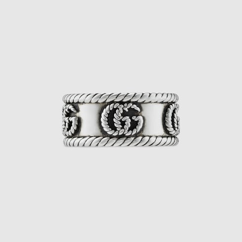 Double G Ring With Engraved Torchon Trim