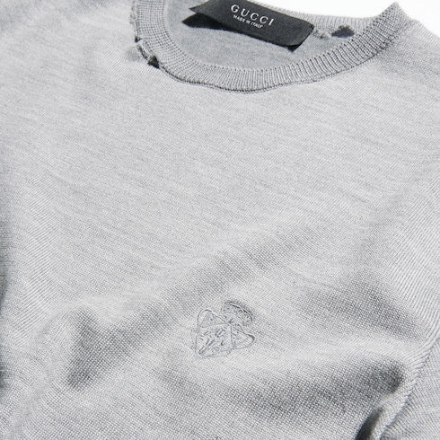 Cropped knit wool silk blend T-shirt