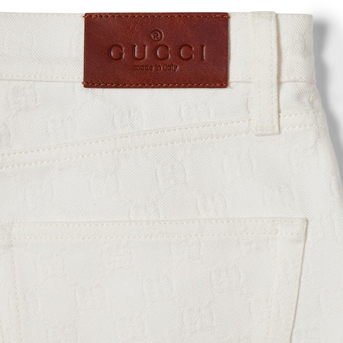 GG cotton denim jacquard pants