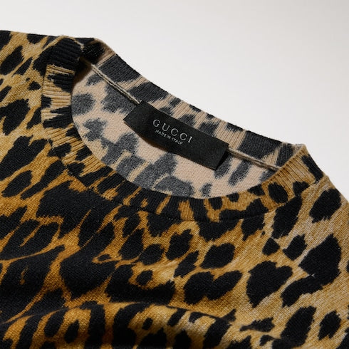 Printed knit cashmere dress