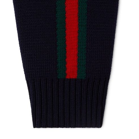 Woven stitch knit wool zip jacket