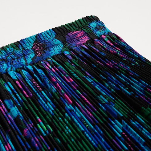 Printed silk crêpe de chine midi skirt