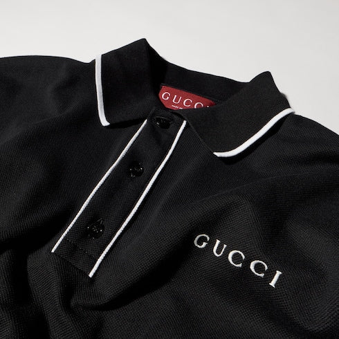 Cotton piquet polo shirt with embroidery