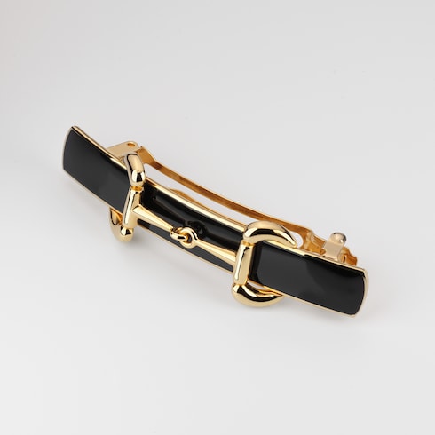 Horsebit hair clip with enamel