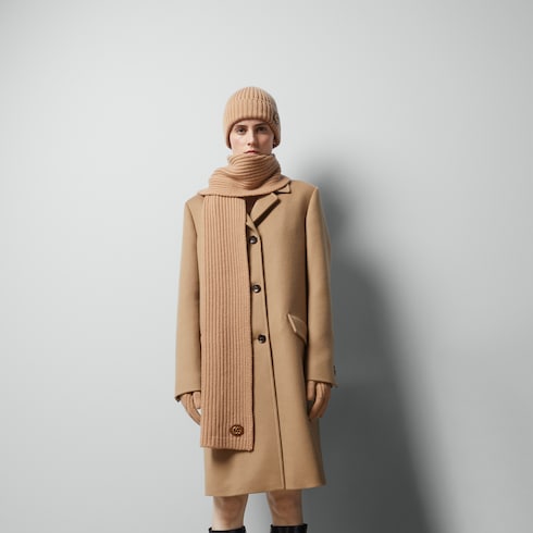 Wool cashmere scarf with Double G