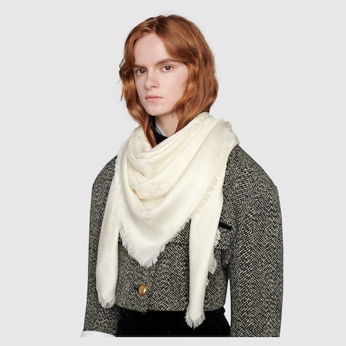 GG jacquard silk wool shawl