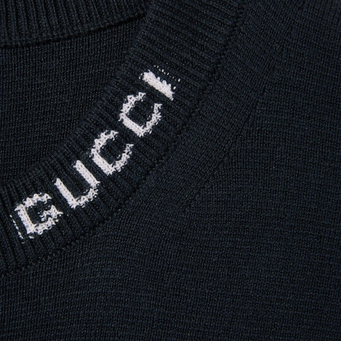 Silk cotton T-shirt with Gucci intarsia