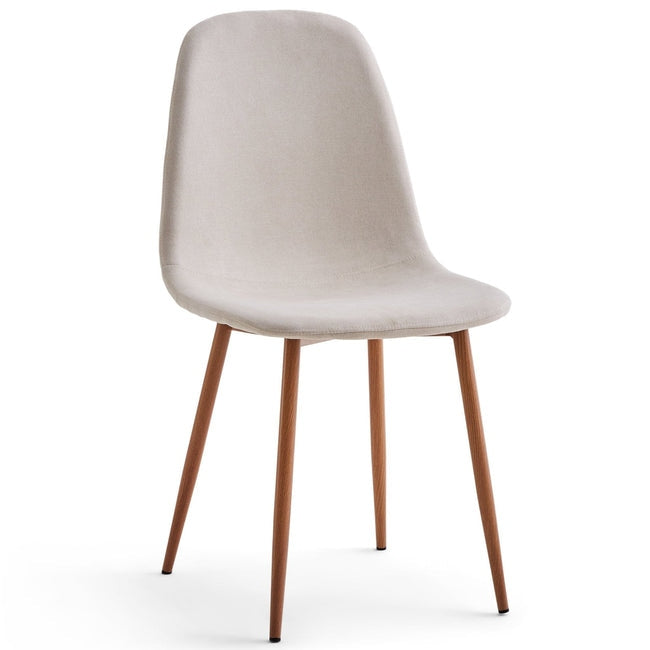 Luxueam Beige Fabric Oak Look Dining Chair