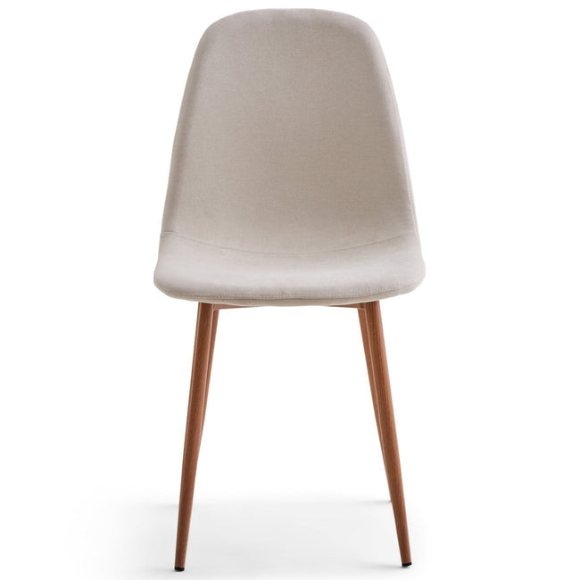 Luxueam Beige Fabric Oak Look Dining Chair