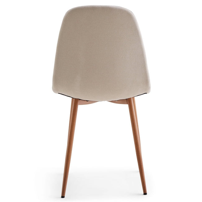 Luxueam Beige Fabric Oak Look Dining Chair