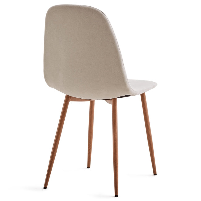 Luxueam Beige Fabric Oak Look Dining Chair