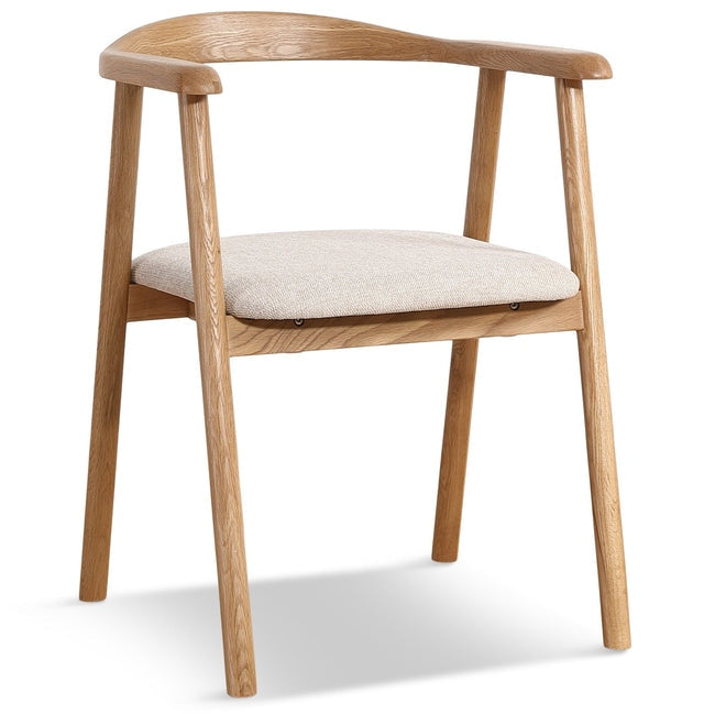 Luxueam Beige Upholstered Oak Dining Arm Chair