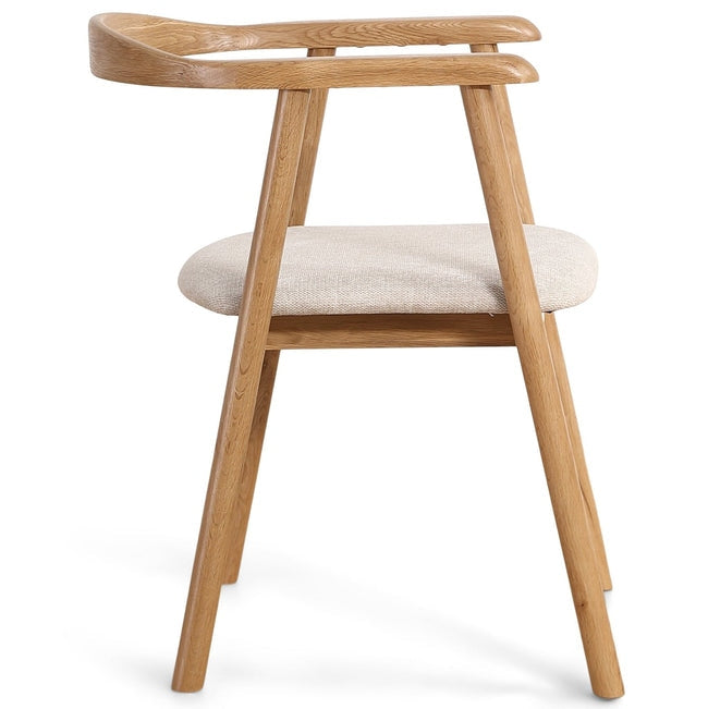 Luxueam Beige Upholstered Oak Dining Arm Chair
